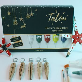 Coffret Noël, Peinture à 95% biosourcée Tatou, 5 tubes 40 ml, Les Festives de Noël 1