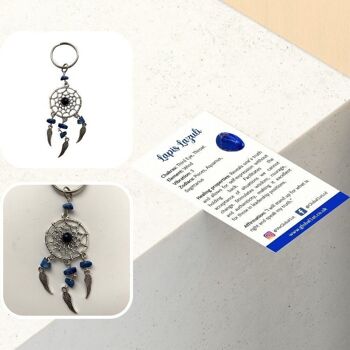 Porte-clés en cristal attrape-rêves, 12 x 5 cm, lapis-lazuli 4