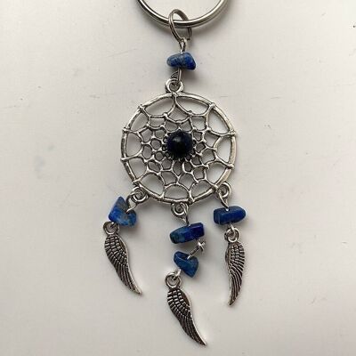 Porte-clés en cristal attrape-rêves, 12 x 5 cm, lapis-lazuli