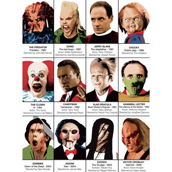 Art-Poster - Iconic Horror movies Villains - Olivier Bourdereau-A3 8