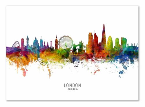 Art-Poster - London England Skyline (Colored Version) - Michael Tompsett