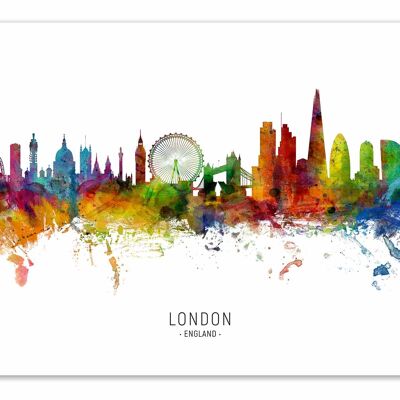 Poster artistico - Skyline di Londra Inghilterra (versione colorata) - Michael Tomsett-A3
