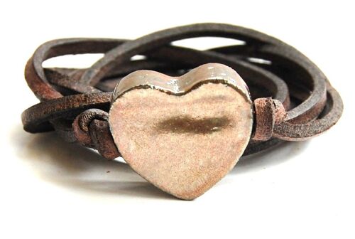 Bracelet leather cord with gold heart