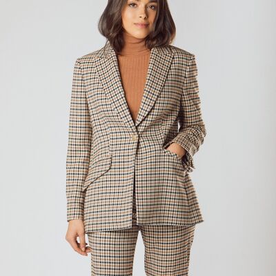 CHECK PRINT SUIT TROUSERS | BROWN