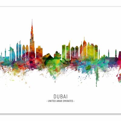 Kunstplakat - Skyline von Dubai (farbige Version) - Michael Tompsett