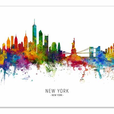 Art-Poster - Skyline de Nueva York (versión en color) - Michael Tompsett-A3