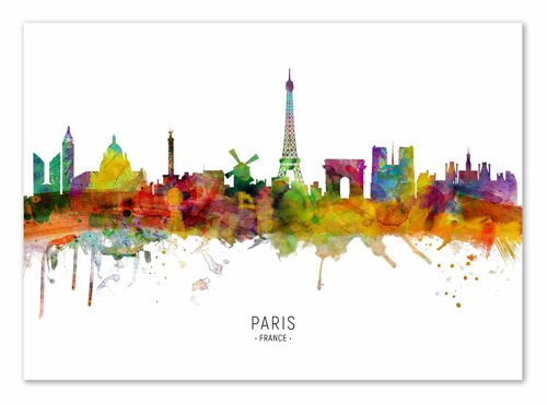 Art-Poster - Paris France Skyline (Colored Version) - Michael Tompsett-A3