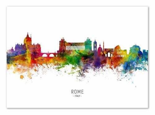 Art-Poster - Rome Italy Skyline (Colored Version) - Michael Tompsett