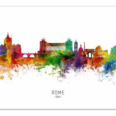 Cartel del arte - Roma Italia Skyline (versión en color) - Michael Tompsett