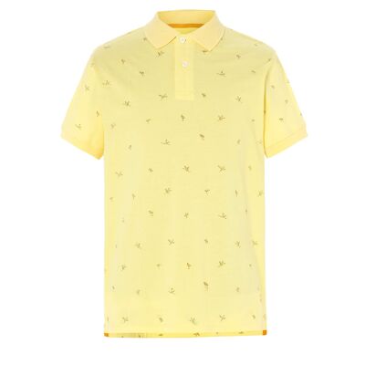 GELBES FLAMINGO PRINT POLO SHIRT