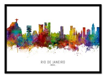 Art-Poster - Rio de Janeiro Brazil Skyline (Colored Version) - Michael Tompsett 3