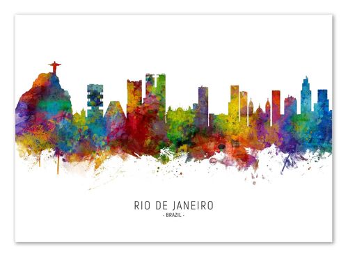Art-Poster - Rio de Janeiro Brazil Skyline (Colored Version) - Michael Tompsett-A3