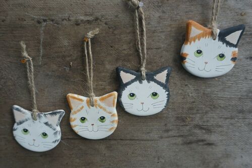 4 Happy Cat Face Hangings