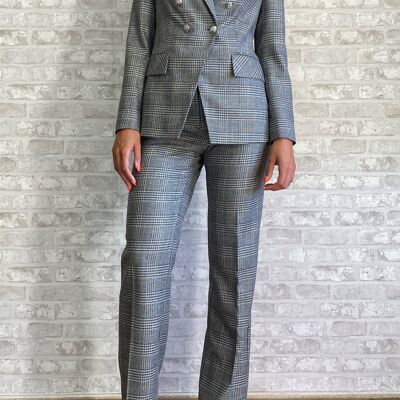 CHECK SUIT TROUSERS WITH LUREX | GRAY