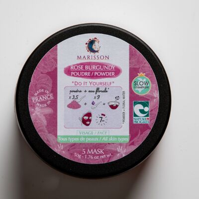 5 Masques  hydratant "ROSE BURGUNDY" à la poudre de rose / A faire soi-même