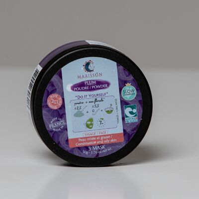 5 Scrubs & Purifying Masks 2 in 1 "Plum" based on clays / Combination and Oily Skin / Do it yourself