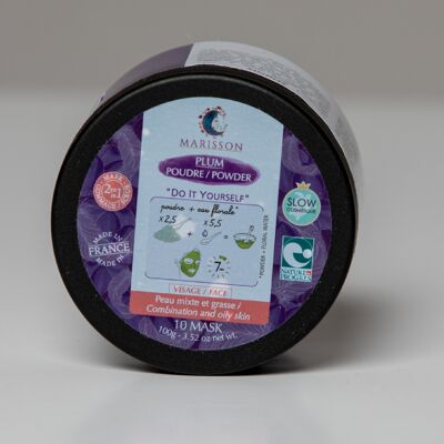 10 Purifying scrubs & masks 2 in 1 "Plum" based on clays / Combination and Oily skin / Do it yourself