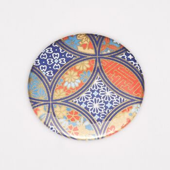 Magnet papier washi motif géométrique fond bleu 1