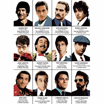 Art-Poster - Al Pacino and Robert de Niro - Olivier Bourdereau-A3 6