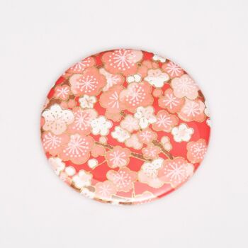 Magnet papier washi fleurs de cerisier fond rouge 1