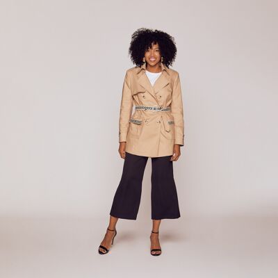 COTTON TRENCH COAT WITH BELT | Beige