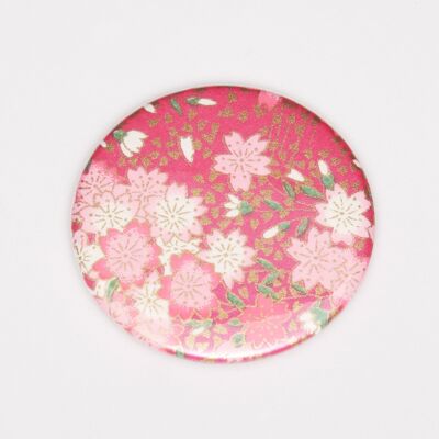 Magnet papier washi fleurs de cerisier fond fushia