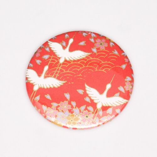 Magnet papier washi grues fond rouge