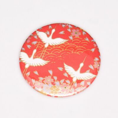 Magnet washi paper cranes red background