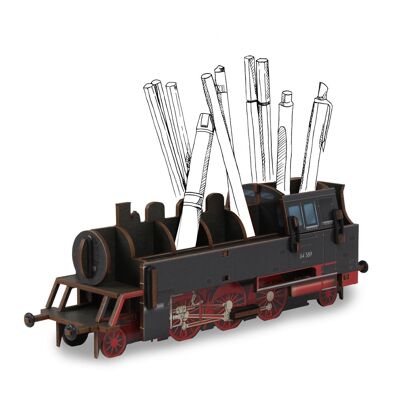 Boîte à stylos locomotive à vapeur BR-64 noire