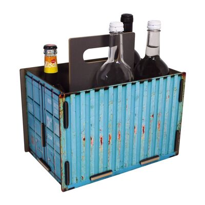 Bottle carrier container turquoise