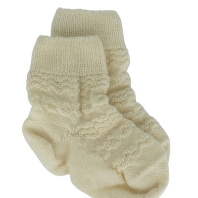 Children's merino wool socks - Mini Maïté in white (27/30)