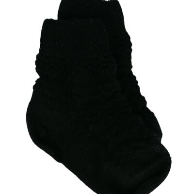Children's merino wool socks - Mini Maïté in black (31-35)