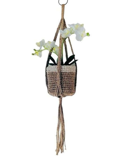 sustainable plant hanger macrame jute & silver - L65cm - handmade in Nepal - macrame plant hanger