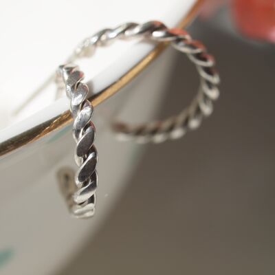 Silver rope hoop earrings, Handmade twist wire stud, huggie earrings, siebijoux