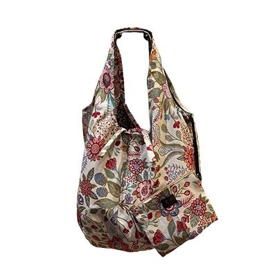 Gobelin-Jacquard-Tasche mit roten Blumen