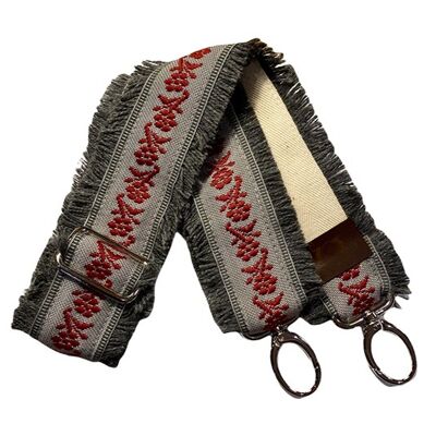 Bag Tape Fringe Gray Garnet Gray Kanji Tape