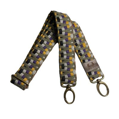 Mehrfarbiges Zickzack-Taschenband mit khakifarbenem Hintergrund (Ref 46)