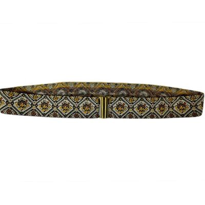 Ecru and Camel Mustard Gobling Elastic Belt