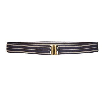 Ceinture Golf rayée bleu marine et beige 1