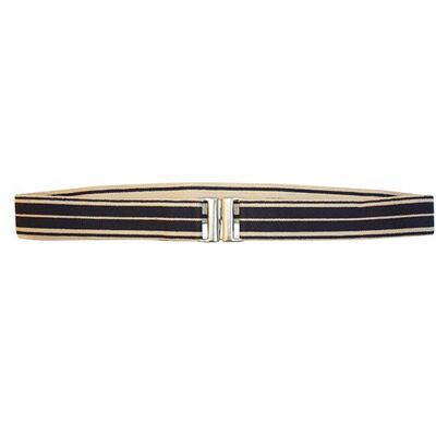 Ceinture de golf à rayures bleu marine et crème