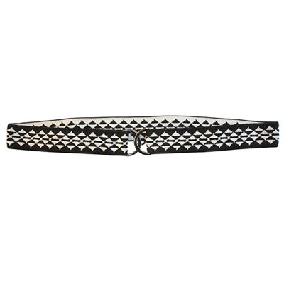 Ceinture Jacquard Ethnique Triangle Noir Blanc