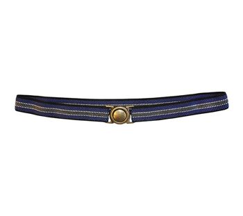 Mini Ceinture Bleue Rayures Blanches et Grises 1