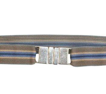 Mini ceinture kaki à rayures bleues et beiges 2