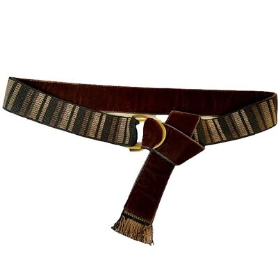 Ceinture Rigide Rayures Marron et Noir