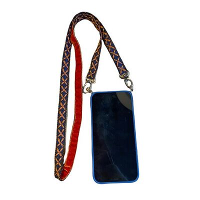 Navy and Orange Crosses Mobile Phone Holder