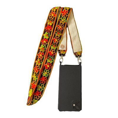 Leaves Hippy Phone Holder with Black Background