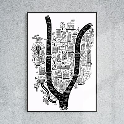Illustration de Lyon / A4 - 29,7 x 21 cm