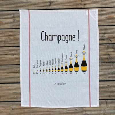 Tea towel Champagne bottle sizes - Tea towel Made in France