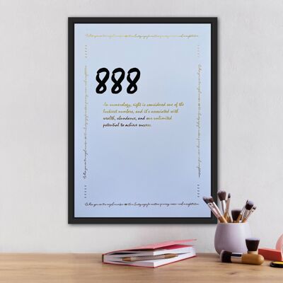 888 Angel Number Foil Stampa A5 senza cornice