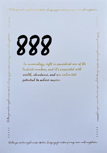 888 Angel Number Foil Print A5 Sans cadre 4